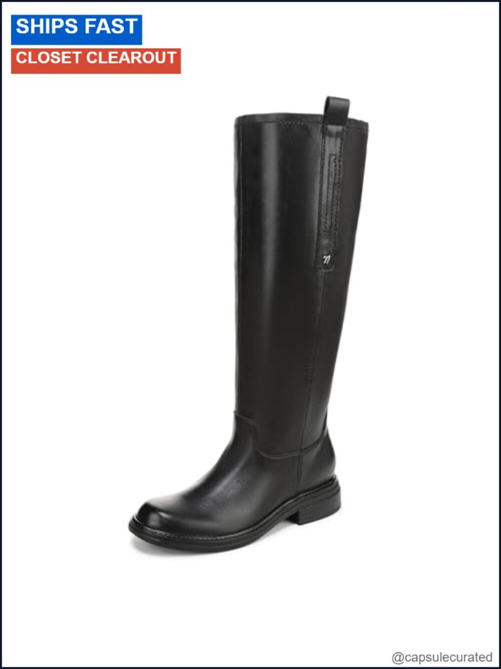 Naturalizer Knee High Boots Leather Block Heel Side Zip Narrow Calf